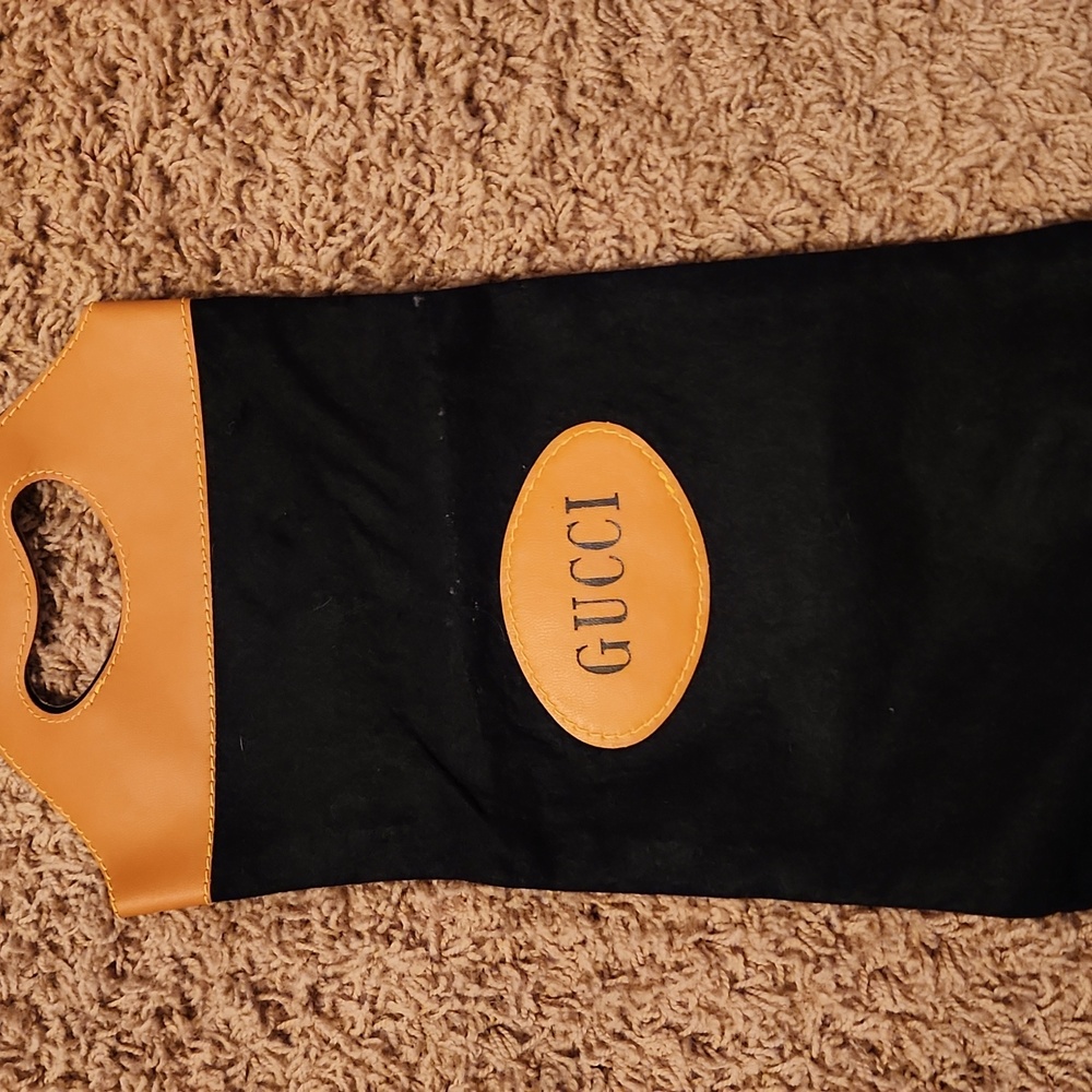 Gucci Vintage Small Black and Brown Wool And Faux Leather Tote/dust Bag - Picture 2 of 9